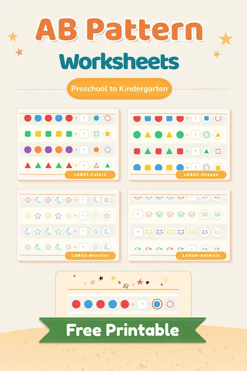 Patrón AB para Preescolar – Actividad Imprimible Gratis