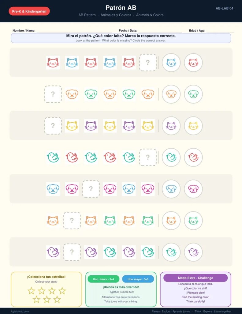 Patrón AB para Preescolar – Actividad Imprimible Gratis 4 svg%3E