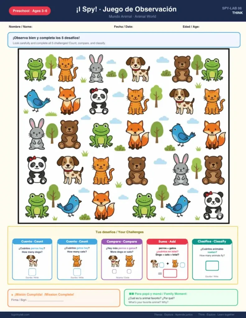 i spy mundo animal preescolar imprimible think