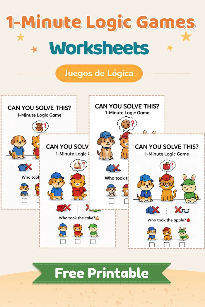 ¿Quién NO tiene las pistas? Juego de Lógica por Eliminación para Preescolar — Imprimible Gratis
