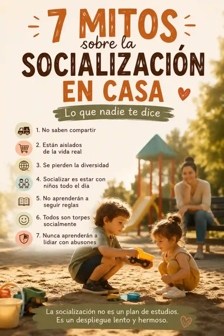 Two young children sharing toys and playing together at a playground while a parent watches nearby, illustrating common myths about homeschool socialization and children's social development.
