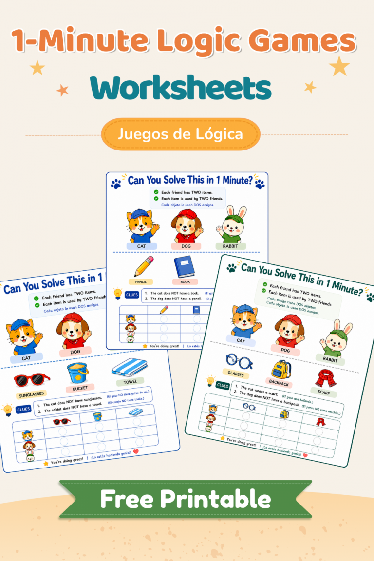 ¿Quién Tiene Qué? Juegos de Lógica con Pistas Mixtas para Preescolar (Imprimible Gratis) 2 Juegos de lógica con pistas mixtas para preescolar. Actividades imprimibles gratuitas para desarrollar el razonamiento lógico y la deducción visual en niños de 3 a 6 años.